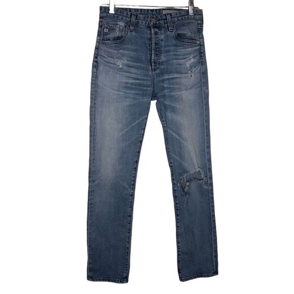 AG Adriano Goldschmied AG-ED Light/Medium Wash Deconstructed Boho Jeans Size 0 - Picture 1 of 15